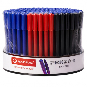 Купить Ручка шариковая Radius PENZO-X, 100 шт. микс( 80 син.+ 15 черн.+ 5 крас.) оптом